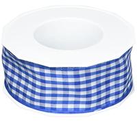 PRÄSENT Ruban en Taffetas avec Fils métalliques Motif Vichy Bleu/Blanc 40 mm x 20 m