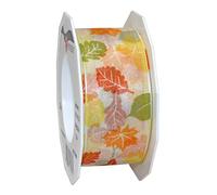 Präsent - Ruban Imprimé Automne Crème 20 m Rouleau 40mm Largeur