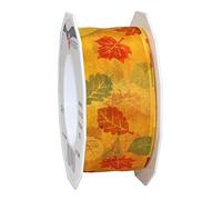 Präsent - Ruban imprimé Automne Orange 20 m - Rouleau de 40 mm de Largeur