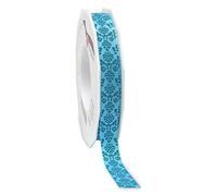Präsent Ruban imprimé, Bleu-Vert, 15 mm width, 20 m length
