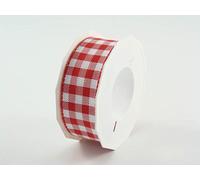 Präsent - Ruban Liguria Gross Grain Rouge-Blanc 10 m Rouleau de 40 mm de Largeur