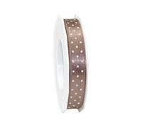 Präsent Ruban Satin Double Face Motif à Pois Taupe 15 mm 20 m