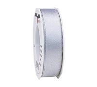 Präsent - Ruban Satin pailleté Blanc-Argent 20 m de Largeur 25 mm