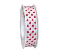PRÄSENT Ruban Taffetas à Pois Blanc/Rouge 25 mm-20