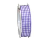 PRÄSENT Ruban Taffetas avec Fil de Fer Motif Vichy Pourpre/Blanc 25 mm 20 m