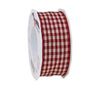 Präsent - Ruban Vichy - Bordeaux - Crème - Largeur 40 mm - Longueur 20 m