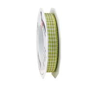 PRÄSENT Vichy Ruban Taffetas Filaire Vert Citron 15mm-20m, Argent-Blanc, 15 mm - 20 m