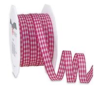 PRÄSENT Ruban de Taffetas Vichy-Magenta/blanc-10 mm-20 m, Magenta/Blanc, 10 mm - 20 m