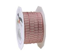 PRÄSENT Vichy Ruban en Taffetas avec Fil de Fer 10 mm - 20 m, Polyester, Wildrose/crème, Set Pièces