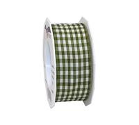 PRÄSENT Vichy Ruban Taffetas Filaire Olive 40mm-20m, Polyester, Bordeaux-crème, 40 mm - 20 m