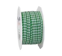 Präsent - Vichy Ruban Fil de Fer Vert Blanc Largeur 10mm Longueur 20m
