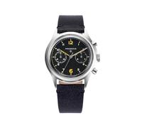 PRAESIDUS | PAC-76 - Montre Militaire Homme Quartz - Cadran Acier Inoxydable Noir 38mm, Bracelet Cuir Noir - US, Étanche 10 ATM