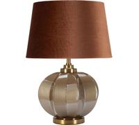 Praga lampe de table verre fer tissu brun or Ø 40,5x57cm E27 max 40W