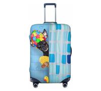 Prague Ratter Dog in Bathtub Housses de bagages élastiques pour bagages de 45,7 à 81,6 cm, noir, XL