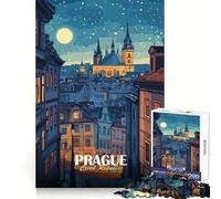 Prague,République tchèque,Paysage Urbain Nocturne Puzzle Adulte 1000 pièces Exercice de logique Passe-Temps agréable Bords Nets Idée Cadeau (38x26cm)