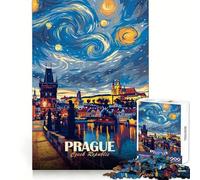 Prague, République tchèque Puzzle de 1000 pièces La Nuit étoilée pour Adolescents, idéal pour stimuler l'esprit, Jouer en Groupe, découpe de précision, Cadeau de Festival 38x52cm