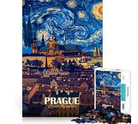 Prague, République tchèque Puzzle de 1000 pièces La Nuit étoilée pour Adolescents, idéal pour stimuler l'esprit, Jouer en Groupe, découpe de précision, Cadeau de Festival 38x26cm