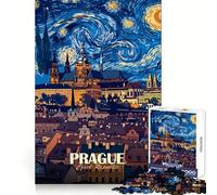 Prague, République tchèque Puzzle de 1000 pièces La Nuit étoilée pour Adolescents, idéal pour stimuler l'esprit, Jouer en Groupe, découpe de précision, Cadeau de Festival 38x26cm