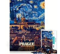 Prague, République tchèque Puzzle de 1000 pièces La Nuit étoilée pour Adultes Jeu intellectuel et Relaxant Découpe de qualité Pièce d'art raffinée 38x52cm