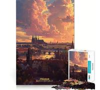 Prague, République tchèque Puzzle de 1000 pièces pour Adolescents Jeu de réflexion Simple et Amusant Découpe précise Père Noël Vœux 38x26cm