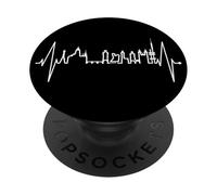 Prague Skyline Battement de cœur République Tchèque Praha PopSockets PopGrip Adhésif