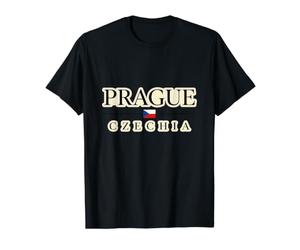 Prague Tchéquie Voyage Ville Pays Europe Centrale Drapeau Icône T-Shirt Graphique avec Valeur