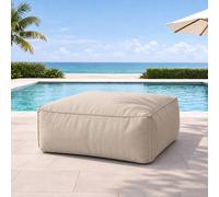 Praiano pouf d’extérieur beige tissu déperlant - 85x85x30 cm