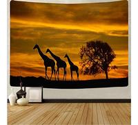 Prairie Africaine Tapisserie Esthétique Crépuscule Éléphant Animal Paysage Tenture Murale Fond Couverture Murale Décor Impression Ferme 200X150cm