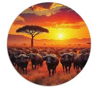 Prairie africainePuzzles en Bois 1000 Pièce pour Adultes Et Enfants Rond Eau BuffaloJouet Puzzle À Défi Créatif1000pcs (67.5x67.5cm)