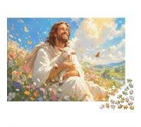 Prairie Agneau Fleurs 1000pcs Mini Puzzle pour Adultes Difficile | 38x26cm Carton Décor Salon Structure Durable Cadeau Anniversaire Soulagement Du Stress