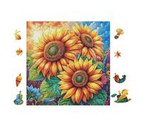 Prairie de tournesols 100 Pièces Puzzle Adulte en Carton Haute Densité Anti-Déchirure Difficile Haute Difficulté Anti-Stress Idée Cadeau Anniversaire Premium 28x28cm