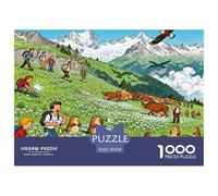 Prairie d'Edelweiss des Alpes suisses Puzzle en Bois Imperméable DIY Puzzles De 1000 Pièces pour Adultes Cadeaux Amusant Jeux De Stimulants