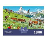 Prairie d'Edelweiss des Alpes suisses Puzzle en Bois Imperméable DIY Puzzles De 1000 Pièces pour Adultes Amusant De Décoration pour La Maison