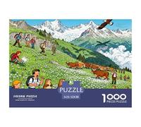 Prairie d'Edelweiss des Alpes suisses Puzzle en Bois Imperméable DIY Puzzles De 1000 Pièces pour Adultes Impossible Jeux Éducatifs
