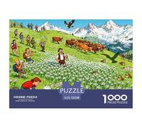 Prairie d'Edelweiss des Alpes suisses Puzzle en Bois Imperméable DIY Puzzles De 1000 Pièces pour Adultes Cadeaux Amusant Jeux De Stimulants