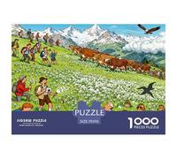 Prairie d'Edelweiss des Alpes suisses Puzzle en Bois Imperméable Puzzles De 1000 Pièces pour Adultes Cadeaux Coloré Jeux Éducatifs