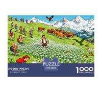 Prairie d'Edelweiss des Alpes suisses Puzzle en Bois Imperméable Puzzles De 1000 Pièces pour Adultes Cadeaux Défi Et Casse-tête De Décoration pour La Maison