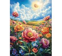Prairie fleurie au coucher du soleil 300 Pieces Casse-tête Pour Ado En Carton Haute Densité Conte de fées animaux et plantes Facile Débutant Activité Familiale Jeu De Société Cadeau Créatif Saint Vale