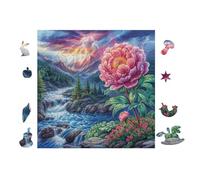 Prairie Fleurie with Mountains 100 Pièces Puzzle Débutant en Voitureton Anti-Déchirure Facile Apprentissage Anti-Stress Passe-Temps Cadeau Fête des Mères Petit Prix 28x28cm