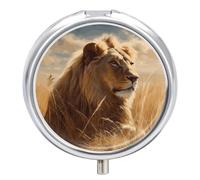 Prairie Lion - Petit pilulier rond portable - Étanche - Organiseur de voyage pour poche, sac à main et commodité quotidienne