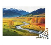 Prairie River Puzzle for Adultes 1000 Pièces Recyclable Paper Autumn Scenery Jigsaw Puzzle Jeu Parent-Enfant Props Developing Boy & Girl‘s Intelligence Toy 52x38cm/1000pcs