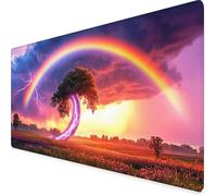 Prairie Tapis de Souris XXL 80x30cm, Tapis Souris Arc-en-Ciel sous Main Bureau avec 3MM Bords Cousus, Imperméable Mouse Pad Base en Caoutchouc Antidérapant Surface pour Gamer, PC, Cadeau -yym250900