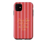 Praise God Doxology Pink Stripe Christian Trendy Esthétique Coque pour iPhone 11