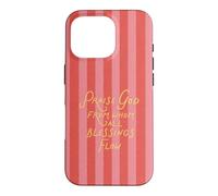 Praise God Doxology Pink Stripe Christian Trendy Esthétique Coque pour iPhone 16 Pro