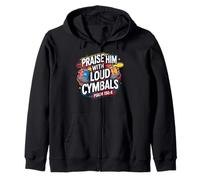 Praise Him With Loud Cymbals Psaume 150:4 Christian Drummer Sweat à Capuche