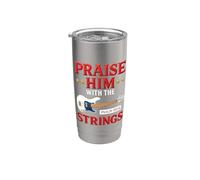 Praise Him With Strings Guitare Basse Psaume 150:4 Verse de la Bible Gobelet isotherme en acier inoxydable double paroi