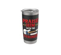Praise Him With Strings Guitare Basse Psaume 150:4 Verse de la Bible Gobelet isotherme en acier inoxydable double paroi