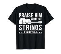 Praise Him with The Strings Guitars Instrumentalist Musicien T-Shirt Graphique avec Valeur, Homme, Noir, S