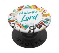 Praise The Lord - Psalm 150:6 Christian Church Worship Color PopSockets PopGrip Adhésif