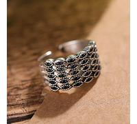 PRAK 925 Bague Argent Femme Romantique, pour Les Femmes Grosses Bagues Largeur Taille Réglable Mode Bague en Argent Sterling-Bijoux-Style De L'École Match Étudiant Singulier Fait Main